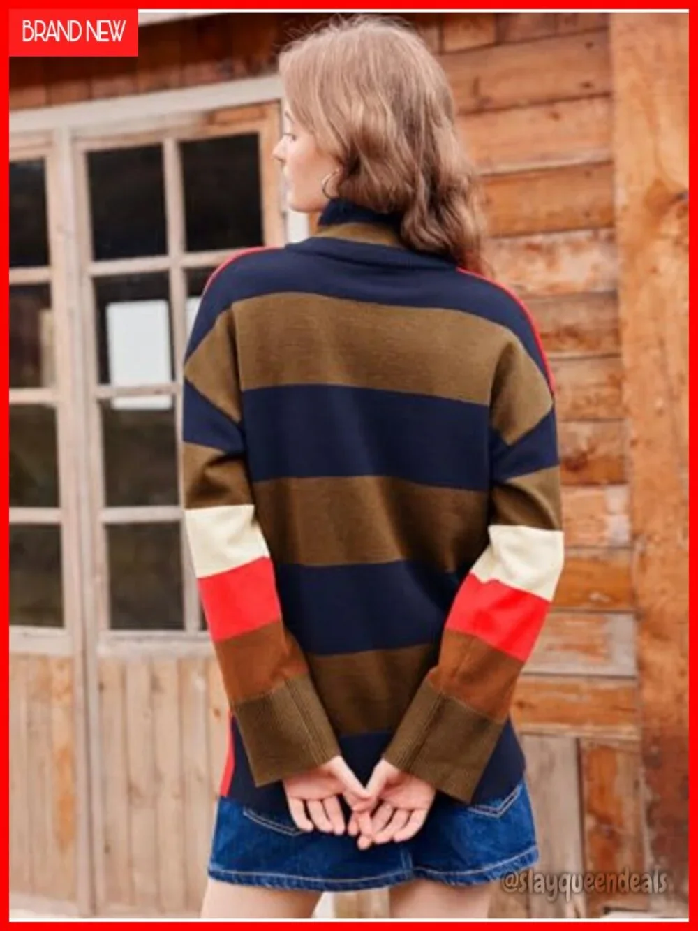Oversized Half Zipper Turtleneck Sweater Long Sleeve S-2XL